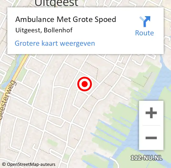 Locatie op kaart van de 112 melding: Ambulance Met Grote Spoed Naar Uitgeest, Bollenhof op 13 november 2022 22:16