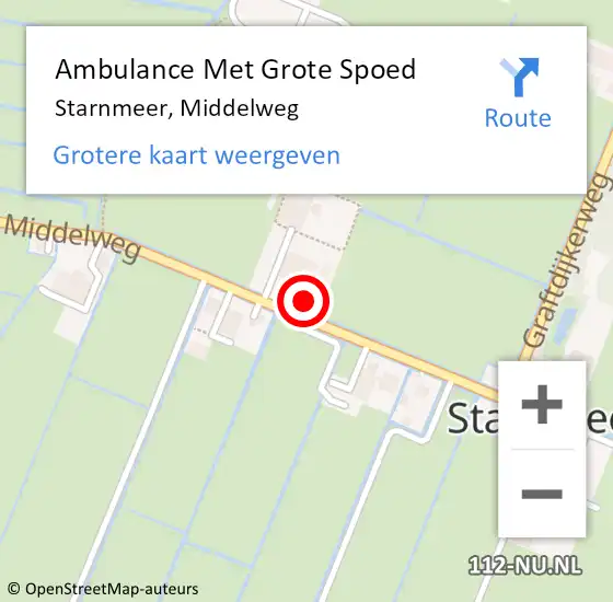 Locatie op kaart van de 112 melding: Ambulance Met Grote Spoed Naar Starnmeer, Middelweg op 10 oktober 2013 14:42