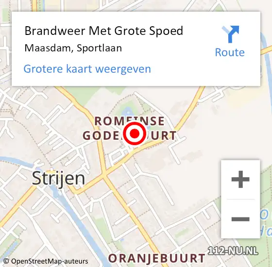 Locatie op kaart van de 112 melding: Brandweer Met Grote Spoed Naar Maasdam, Sportlaan op 13 november 2022 22:35