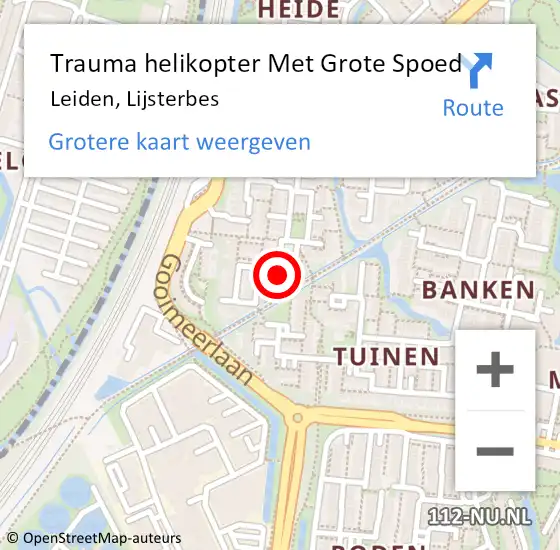 Locatie op kaart van de 112 melding: Trauma helikopter Met Grote Spoed Naar Leiden, Lijsterbes op 13 november 2022 22:57