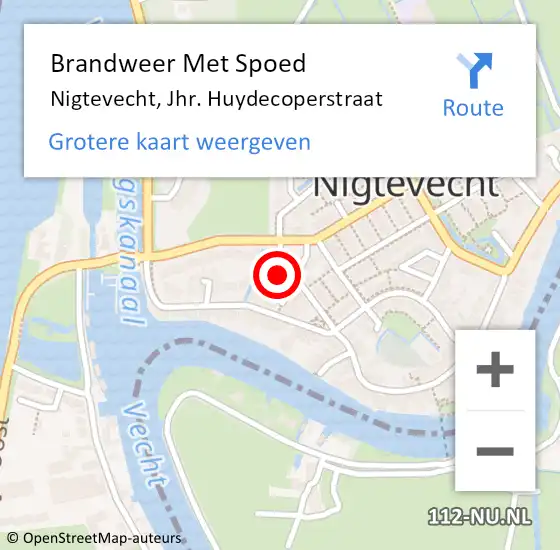 Locatie op kaart van de 112 melding: Brandweer Met Spoed Naar Nigtevecht, Jhr. Huydecoperstraat op 13 november 2022 23:43