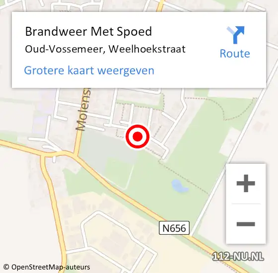 Locatie op kaart van de 112 melding: Brandweer Met Spoed Naar Oud-Vossemeer, Weelhoekstraat op 13 november 2022 23:50