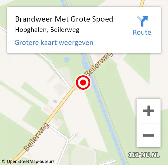 Locatie op kaart van de 112 melding: Brandweer Met Grote Spoed Naar Hooghalen, Beilerweg op 14 november 2022 00:42