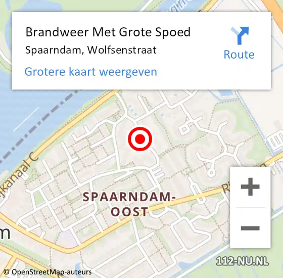 Locatie op kaart van de 112 melding: Brandweer Met Grote Spoed Naar Spaarndam, Wolfsenstraat op 14 november 2022 00:53