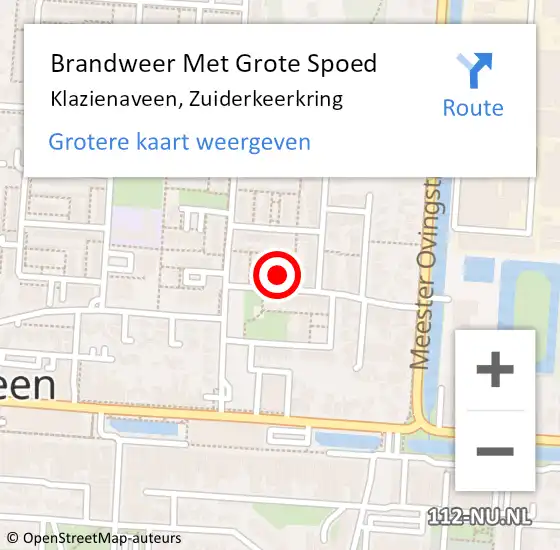 Locatie op kaart van de 112 melding: Brandweer Met Grote Spoed Naar Klazienaveen, Zuiderkeerkring op 14 november 2022 01:55