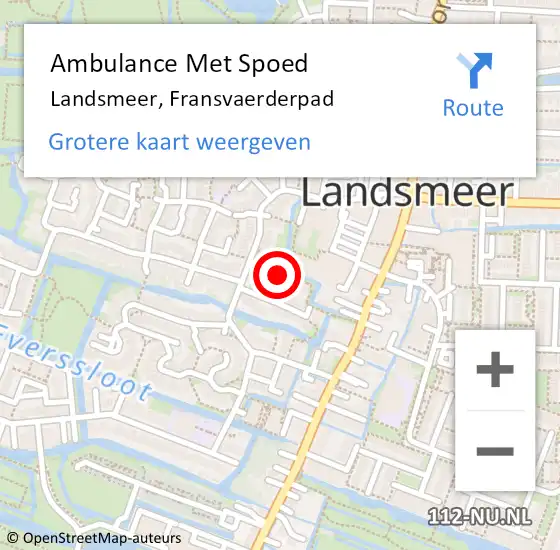 Locatie op kaart van de 112 melding: Ambulance Met Spoed Naar Landsmeer, Fransvaerderpad op 14 november 2022 03:09