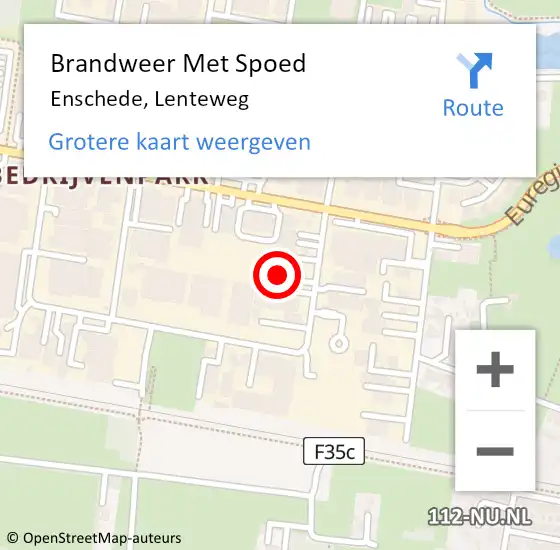 Locatie op kaart van de 112 melding: Brandweer Met Spoed Naar Enschede, Lenteweg op 14 november 2022 04:09