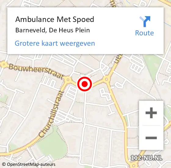 Locatie op kaart van de 112 melding: Ambulance Met Spoed Naar Barneveld, De Heus Plein op 14 november 2022 04:48