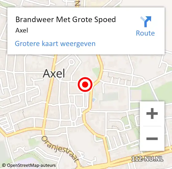 Locatie op kaart van de 112 melding: Brandweer Met Grote Spoed Naar Axel op 14 november 2022 05:25