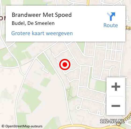 Locatie op kaart van de 112 melding: Brandweer Met Spoed Naar Budel, De Smeelen op 14 november 2022 05:29