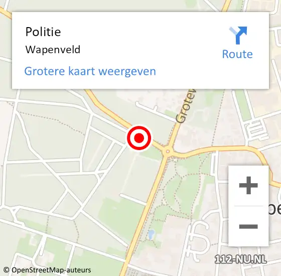 Locatie op kaart van de 112 melding: Politie Wapenveld op 14 november 2022 05:59