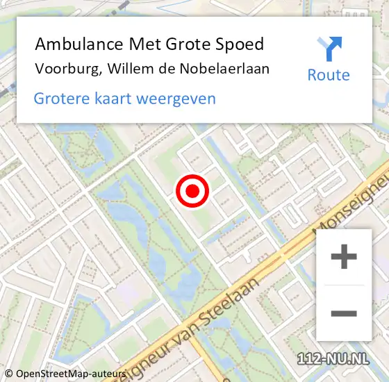 Locatie op kaart van de 112 melding: Ambulance Met Grote Spoed Naar Voorburg, Willem de Nobelaerlaan op 14 november 2022 06:52