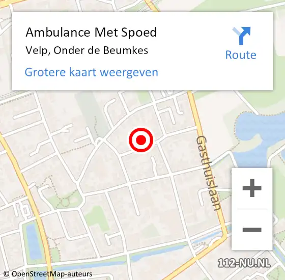 Locatie op kaart van de 112 melding: Ambulance Met Spoed Naar Velp, Onder de Beumkes op 14 november 2022 07:31