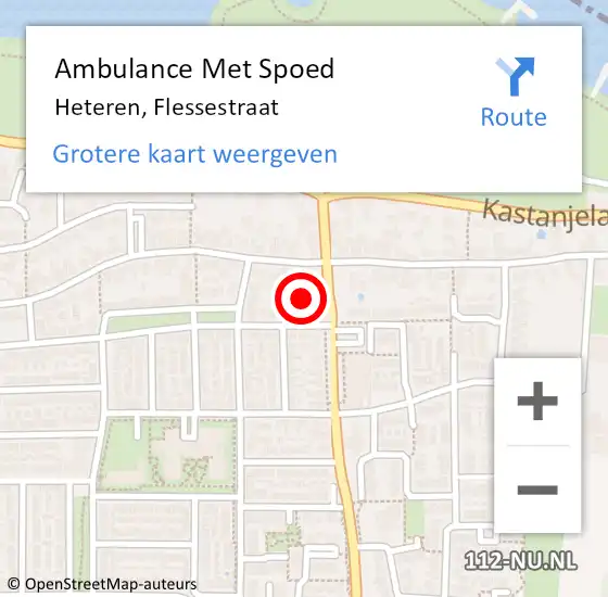 Locatie op kaart van de 112 melding: Ambulance Met Spoed Naar Heteren, Flessestraat op 14 november 2022 07:31