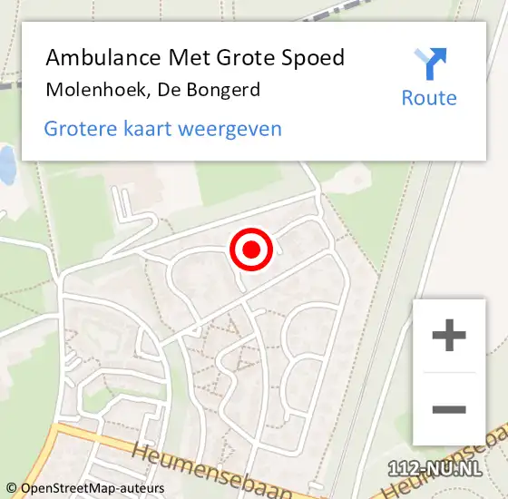Locatie op kaart van de 112 melding: Ambulance Met Grote Spoed Naar Molenhoek, De Bongerd op 14 november 2022 07:47