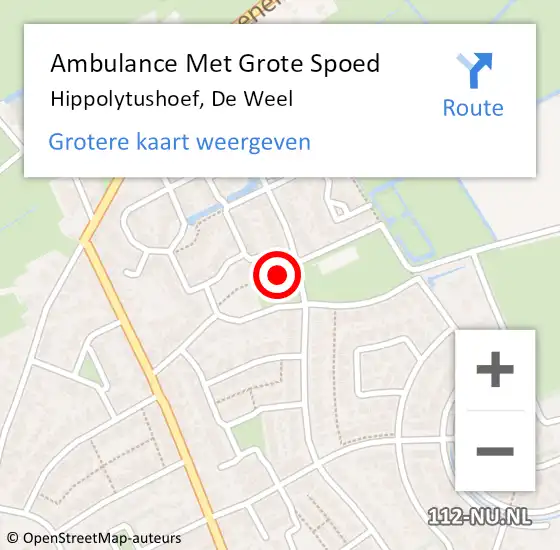 Locatie op kaart van de 112 melding: Ambulance Met Grote Spoed Naar Hippolytushoef, De Weel op 14 november 2022 08:21