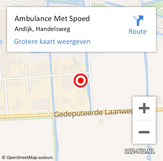 Locatie op kaart van de 112 melding: Ambulance Met Spoed Naar Andijk, Handelsweg op 14 november 2022 08:25