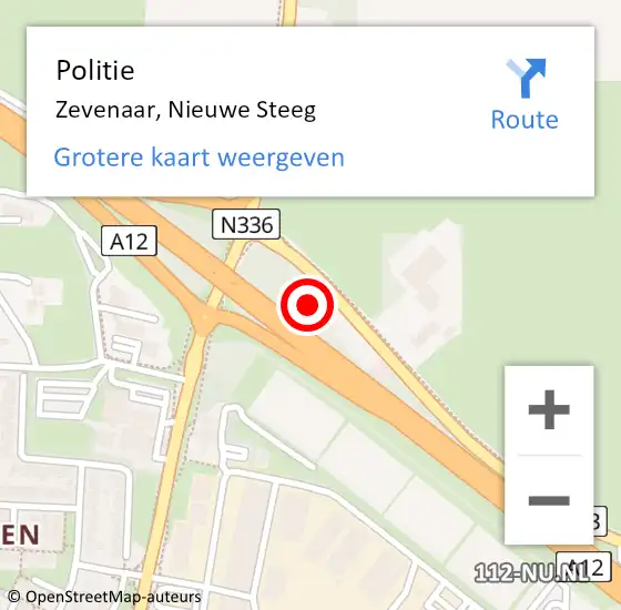 Locatie op kaart van de 112 melding: Politie Zevenaar, Nieuwe Steeg op 14 november 2022 08:26