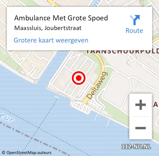 Locatie op kaart van de 112 melding: Ambulance Met Grote Spoed Naar Maassluis, Joubertstraat op 14 november 2022 08:30