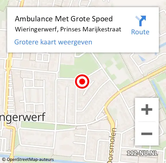 Locatie op kaart van de 112 melding: Ambulance Met Grote Spoed Naar Wieringerwerf, Prinses Marijkestraat op 14 november 2022 08:48