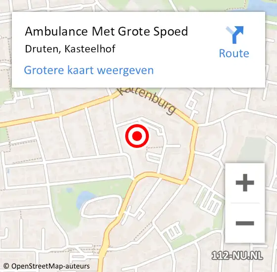 Locatie op kaart van de 112 melding: Ambulance Met Grote Spoed Naar Druten, Kasteelhof op 14 november 2022 09:04