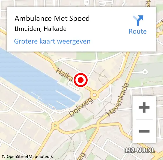 Locatie op kaart van de 112 melding: Ambulance Met Spoed Naar IJmuiden, Halkade op 14 november 2022 09:06