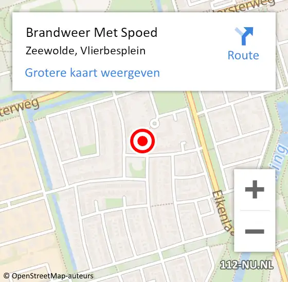 Locatie op kaart van de 112 melding: Brandweer Met Spoed Naar Zeewolde, Vlierbesplein op 14 november 2022 09:08