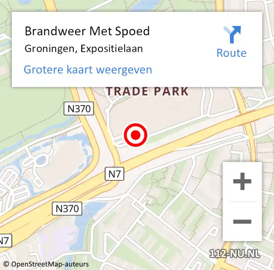 Locatie op kaart van de 112 melding: Brandweer Met Spoed Naar Groningen, Expositielaan op 4 augustus 2014 22:07