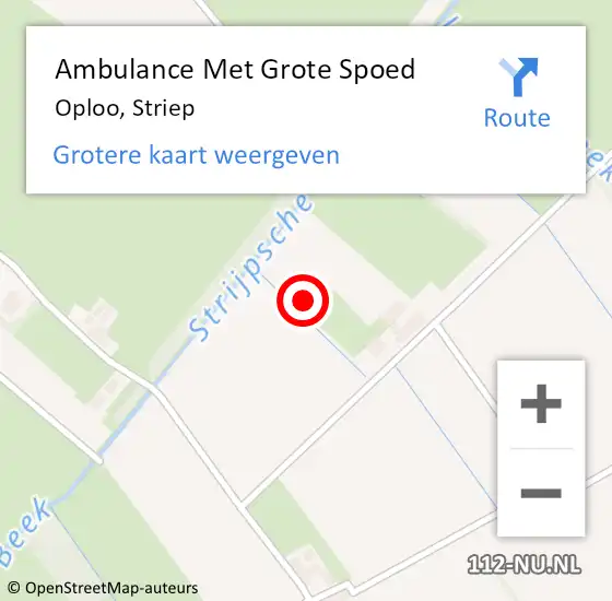 Locatie op kaart van de 112 melding: Ambulance Met Grote Spoed Naar Oploo, Striep op 4 augustus 2014 22:07