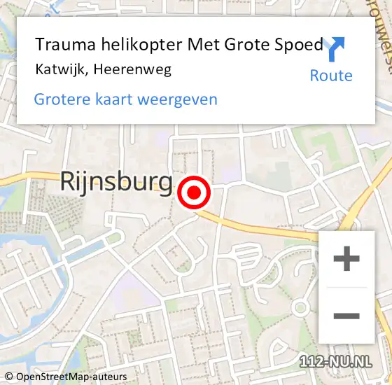 Locatie op kaart van de 112 melding: Trauma helikopter Met Grote Spoed Naar Katwijk, Heerenweg op 14 november 2022 09:27