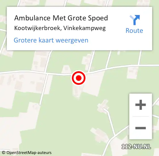 Locatie op kaart van de 112 melding: Ambulance Met Grote Spoed Naar Kootwijkerbroek, Vinkekampweg op 14 november 2022 09:32