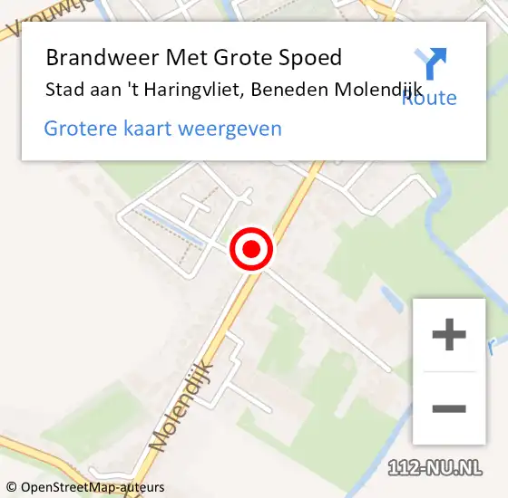 Locatie op kaart van de 112 melding: Brandweer Met Grote Spoed Naar Stad aan 't Haringvliet, Beneden Molendijk op 14 november 2022 09:45