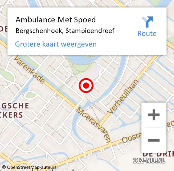 Locatie op kaart van de 112 melding: Ambulance Met Spoed Naar Bergschenhoek, Stampioendreef op 14 november 2022 10:10