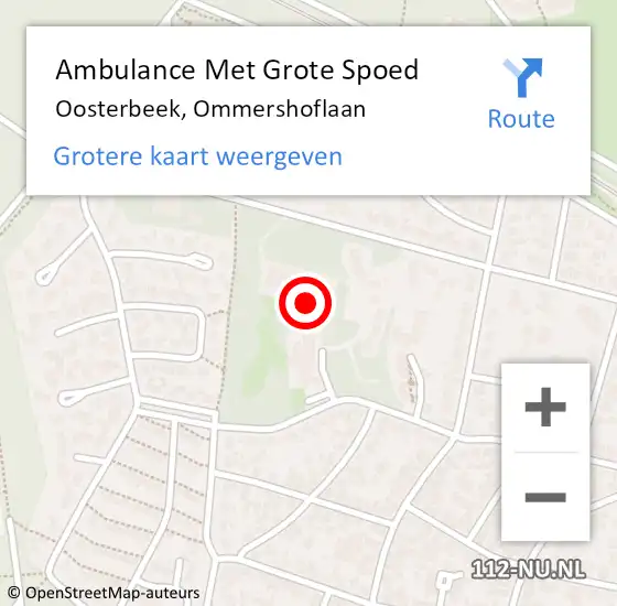 Locatie op kaart van de 112 melding: Ambulance Met Grote Spoed Naar Oosterbeek, Ommershoflaan op 14 november 2022 10:30