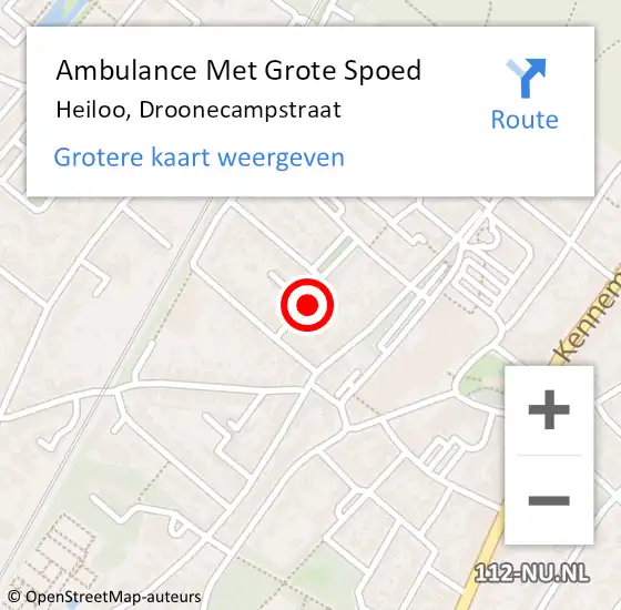 Locatie op kaart van de 112 melding: Ambulance Met Grote Spoed Naar Heiloo, Droonecampstraat op 14 november 2022 10:34