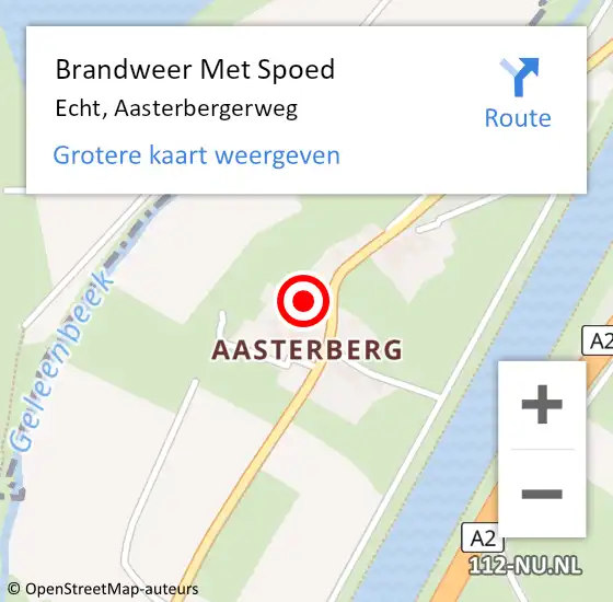 Locatie op kaart van de 112 melding: Brandweer Met Spoed Naar Echt, Aasterbergerweg op 14 november 2022 10:35