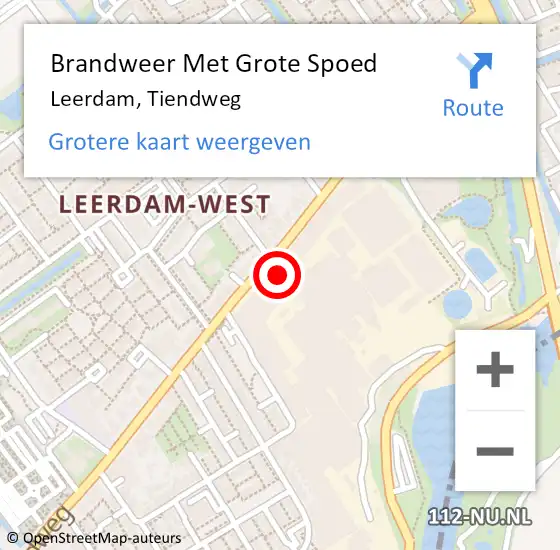 Locatie op kaart van de 112 melding: Brandweer Met Grote Spoed Naar Leerdam, Tiendweg op 14 november 2022 10:40