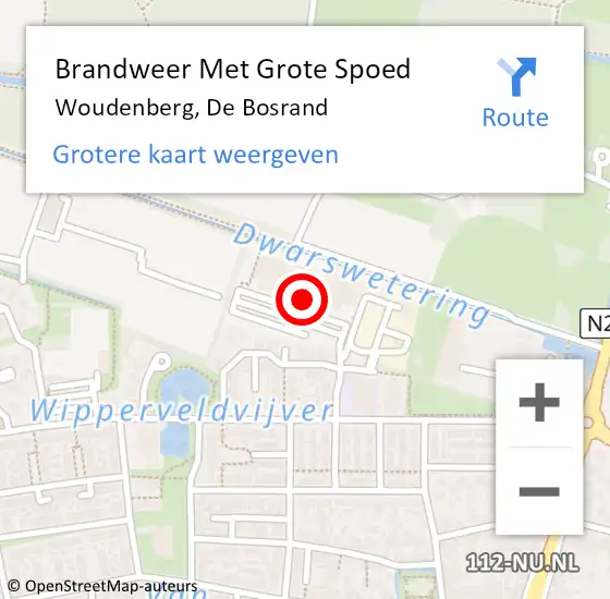 Locatie op kaart van de 112 melding: Brandweer Met Grote Spoed Naar Woudenberg, De Bosrand op 14 november 2022 10:47