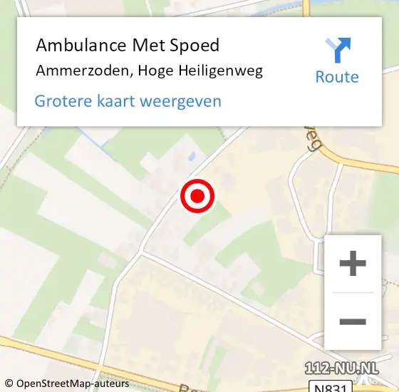 Locatie op kaart van de 112 melding: Ambulance Met Spoed Naar Ammerzoden, Hoge Heiligenweg op 14 november 2022 11:17