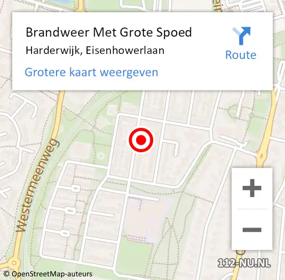 Locatie op kaart van de 112 melding: Brandweer Met Grote Spoed Naar Harderwijk, Eisenhowerlaan op 14 november 2022 11:18