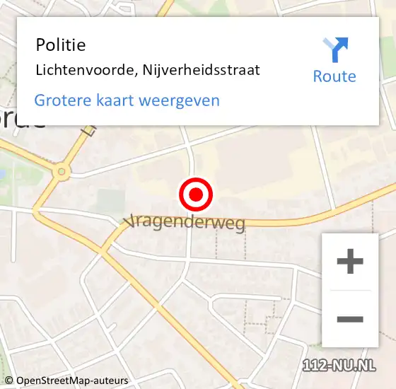Locatie op kaart van de 112 melding: Politie Lichtenvoorde, Nijverheidsstraat op 14 november 2022 11:27