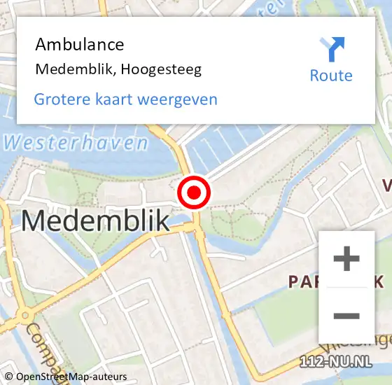 Locatie op kaart van de 112 melding: Ambulance Medemblik, Hoogesteeg op 14 november 2022 11:32