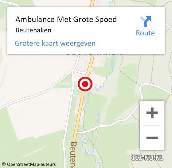 Locatie op kaart van de 112 melding: Ambulance Met Grote Spoed Naar Beutenaken op 4 augustus 2014 22:34