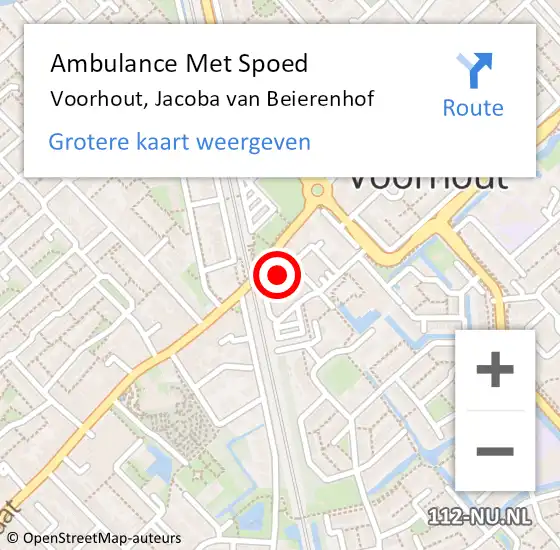 Locatie op kaart van de 112 melding: Ambulance Met Spoed Naar Voorhout, Jacoba van Beierenhof op 14 november 2022 11:52