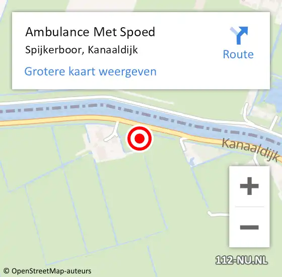 Locatie op kaart van de 112 melding: Ambulance Met Spoed Naar Spijkerboor, Kanaaldijk op 14 november 2022 12:18