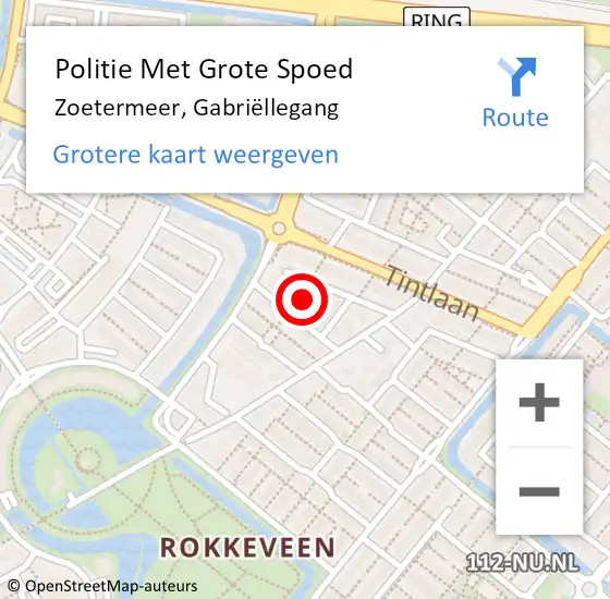 Locatie op kaart van de 112 melding: Politie Met Grote Spoed Naar Zoetermeer, Gabriëllegang op 14 november 2022 12:55