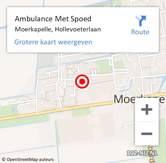 Locatie op kaart van de 112 melding: Ambulance Met Spoed Naar Moerkapelle, Hollevoeterlaan op 14 november 2022 12:55