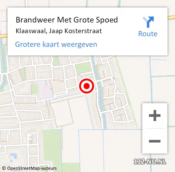 Locatie op kaart van de 112 melding: Brandweer Met Grote Spoed Naar Klaaswaal, Jaap Kosterstraat op 14 november 2022 13:06