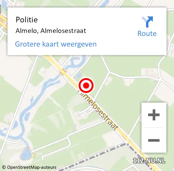 Locatie op kaart van de 112 melding: Politie Almelo, Almelosestraat op 14 november 2022 13:11