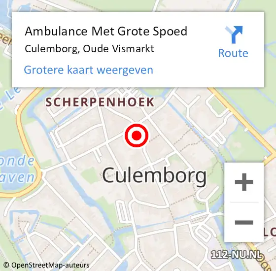 Locatie op kaart van de 112 melding: Ambulance Met Grote Spoed Naar Culemborg, Oude Vismarkt op 14 november 2022 13:12